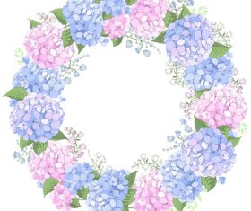 Hydrangeas frame design vector 04