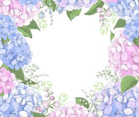 Hydrangeas frame design vector 05