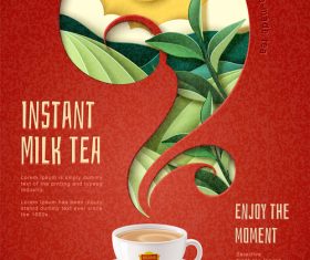 Instant milk tea flyer template vector