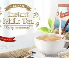 Instant milk tea poster template vector 02
