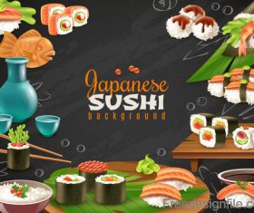 Japaneese sushi food background vector 01