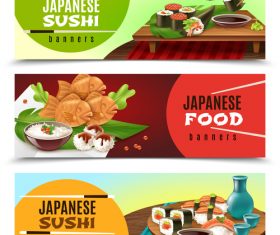 Japaneese sushi with food banners vector