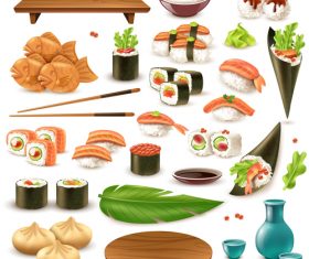 Japaneese sushi with seafood snack vector illustration