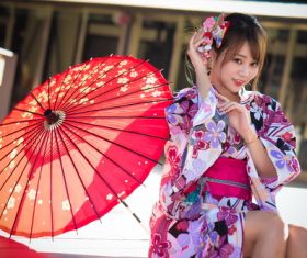 Japanese kimono girl Stock Photo