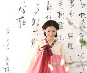 Korean woman in national costume Stock Photo