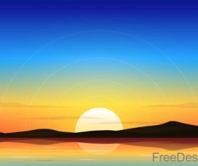 Lake At Dawn Lanscape vector