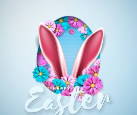 Light blue easter card vectors 03