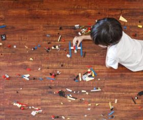 Little boy making toy plane Stock Photo 02