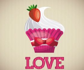 Love with cupcake card vector