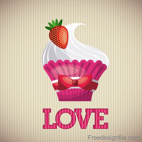 Love with cupcake card vector