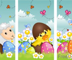 Lovely animal with banner easter vector