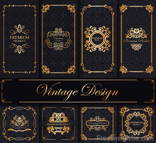 Luxury decor card vintage vector 02