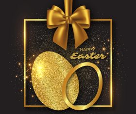Luxury easter card with golden decor vector
