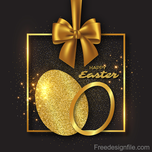 Luxury easter card with golden decor vector