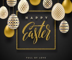 Luxury easter card with golden eggs vector