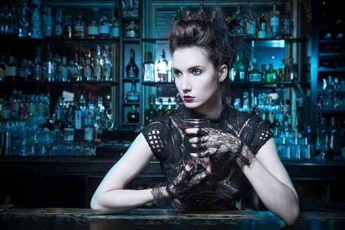 Makeup woman in the bar Stock Photo