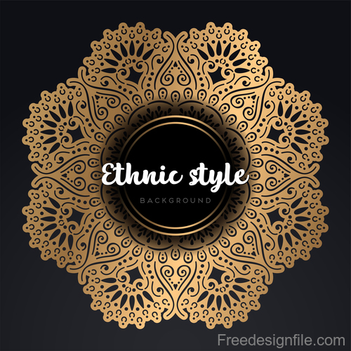 Mandala ethnic styles golden ornaments vector 01