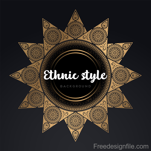 Mandala ethnic styles golden ornaments vector 02