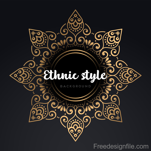 Mandala ethnic styles golden ornaments vector 05