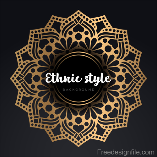 Mandala ethnic styles golden ornaments vector 06