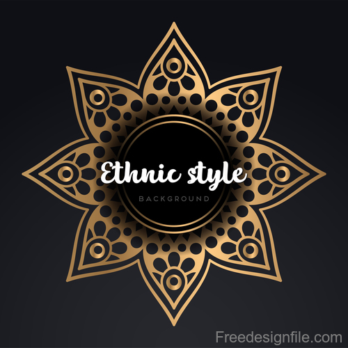 Mandala ethnic styles golden ornaments vector 08