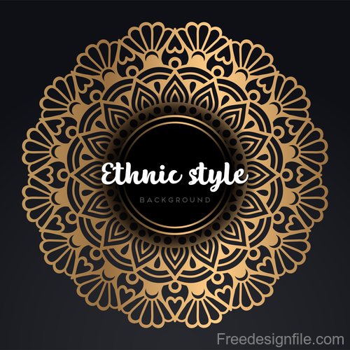 Mandala ethnic styles golden ornaments vector 09