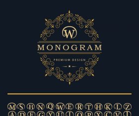 Monogram with golden decor vector