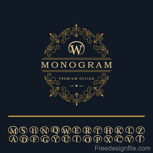Monogram with golden decor vector