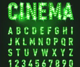 Neon green alphabet with number fonts vector
