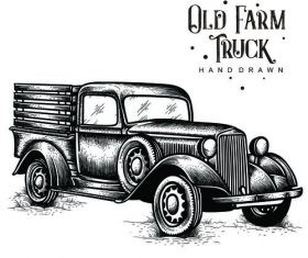 Old Farm Truck hand drawn vector