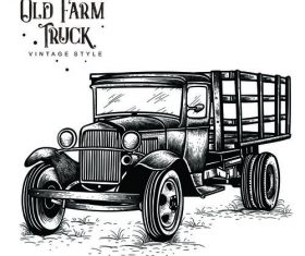 Old farm truck vintage style vector