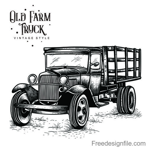 Old farm truck vintage style vector