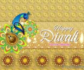 Ornate decor with diwali background vectors 01