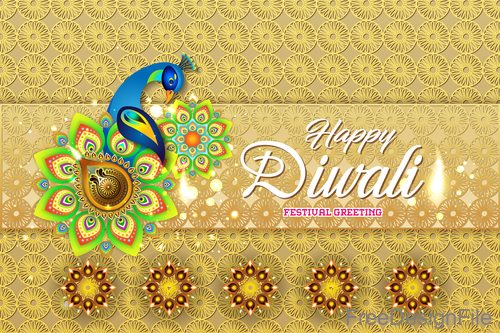 Ornate decor with diwali background vectors 01 free download