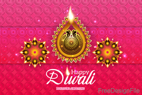 Ornate decor with diwali background vectors 02