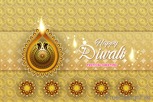 Ornate decor with diwali background vectors 03