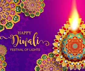 Ornate decor with diwali background vectors 04