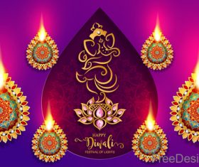 Ornate decor with diwali background vectors 05