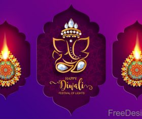 Ornate decor with diwali background vectors 06