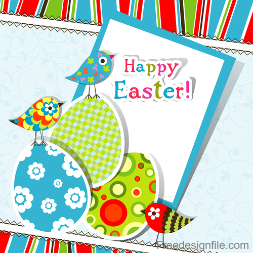 Paper easter card template vector 01