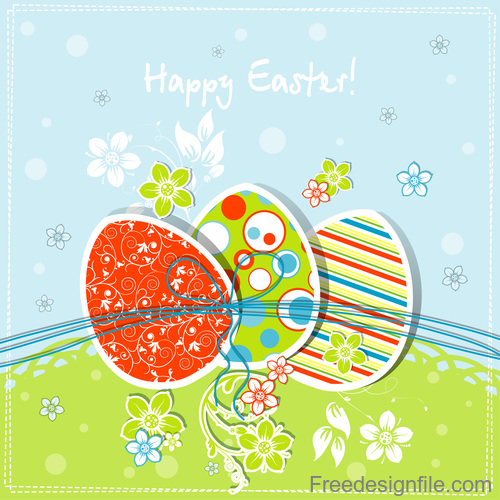 Paper easter card template vector 02