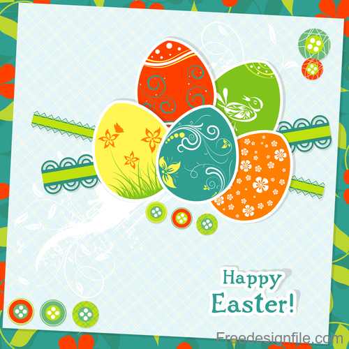 Paper easter card template vector 04