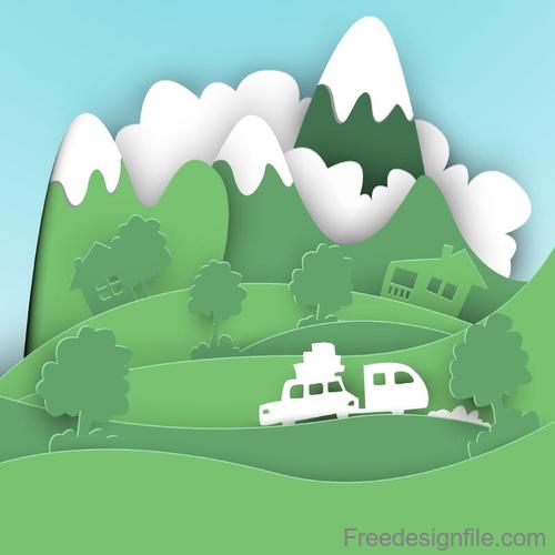 Paper travel background vector