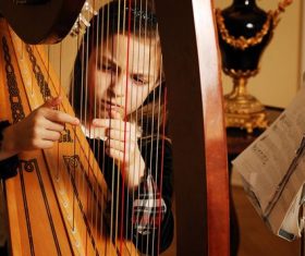 People playing harp Stock Photo 02