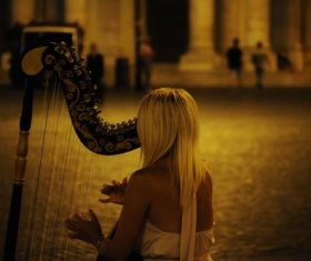 People playing harp Stock Photo 03