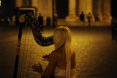 People playing harp Stock Photo 03