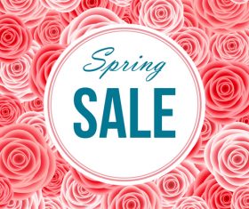 Pink flower pattern with spring sale design vector 02