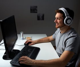 Playing videogames Stock Photo 04