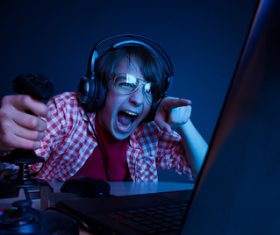 Playing videogames Stock Photo 06