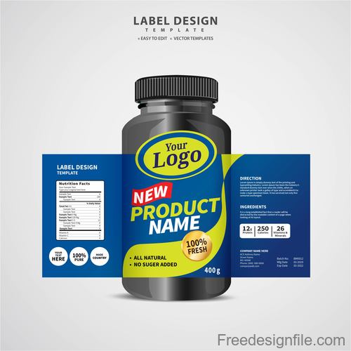 Product backage bottles with labels template vector 01